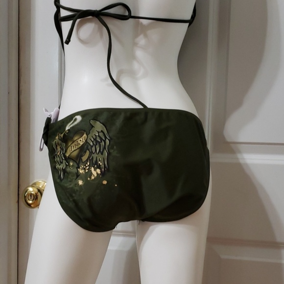 Monokini swimsuit hunter green Angel design - Picture 3 of 5